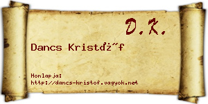 Dancs Kristóf névjegykártya